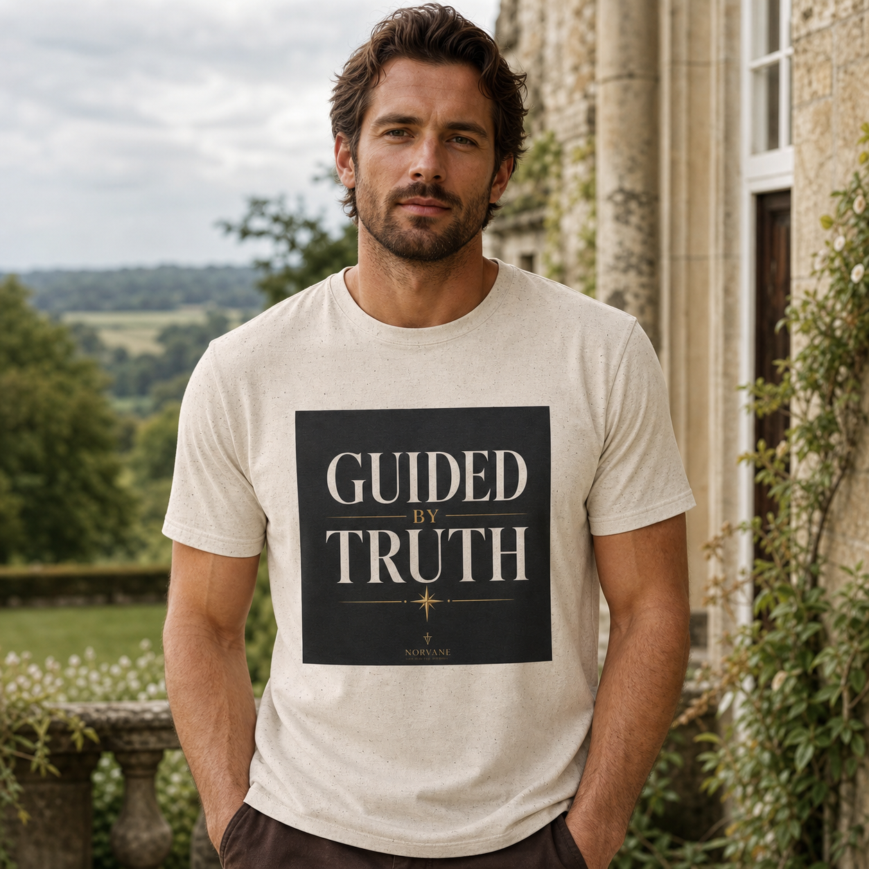 Norvane Guided By Truth T-Shirt – Inspirational Christian Graphic Tee in Natural