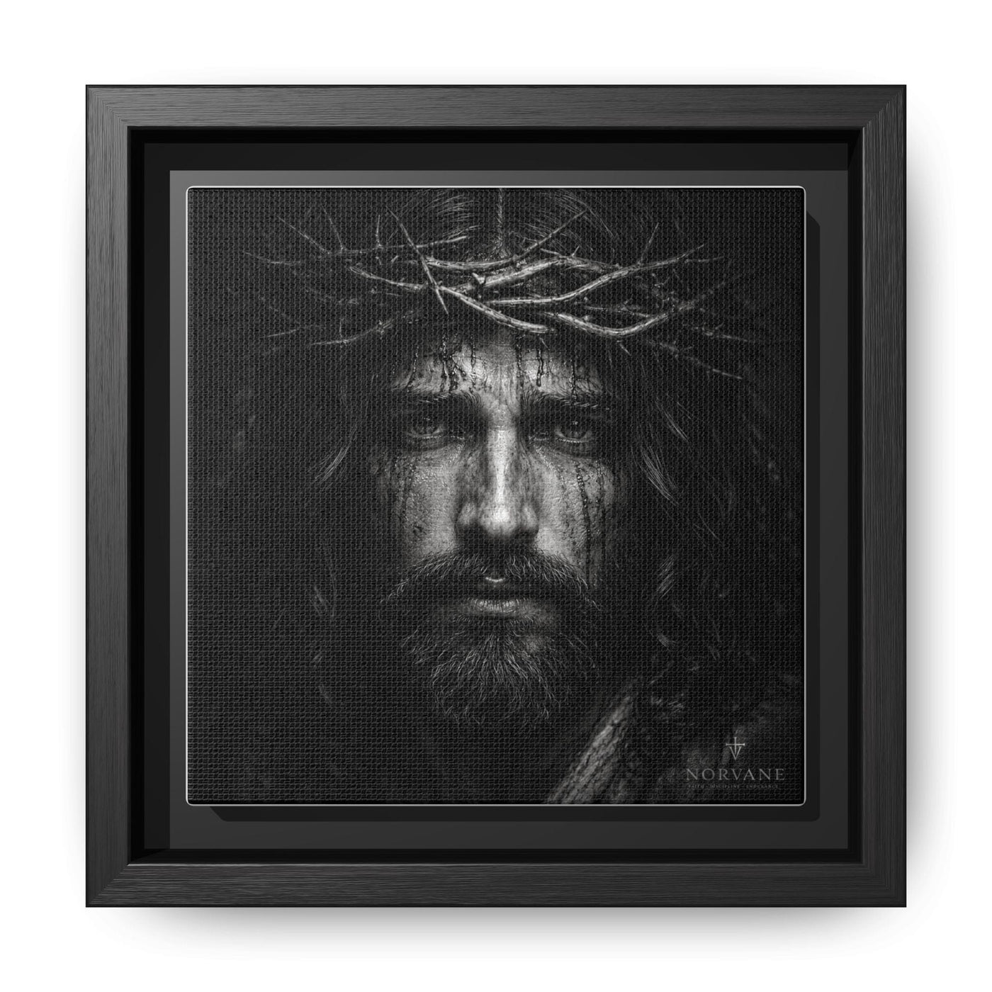Norvane Jesus Crown of Thorns Canvas Print – Black & White Wall Art in Black – view 18