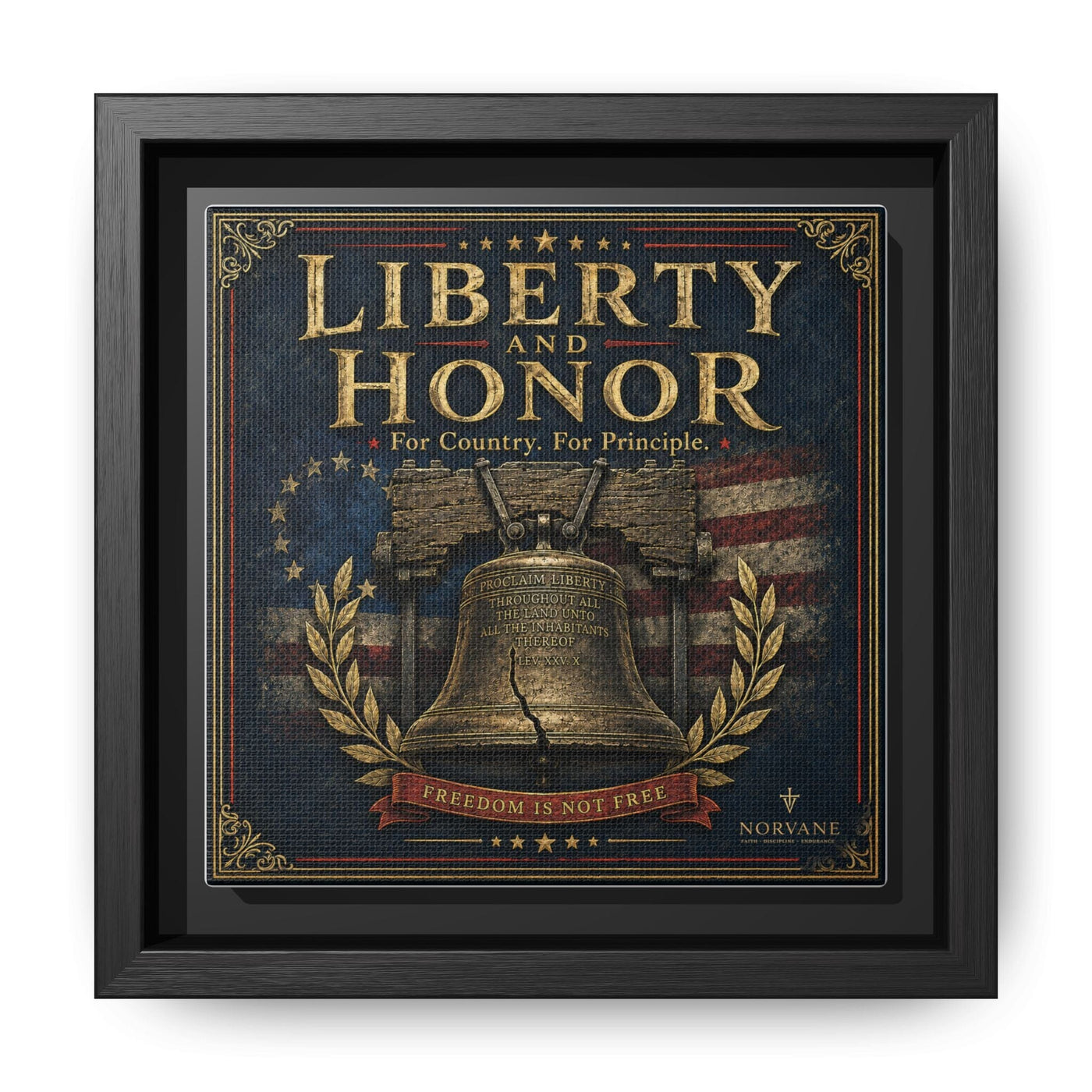 Norvane Liberty & Honor Framed Canvas – Freedom Is Not Free Bell Print in Black – view 18