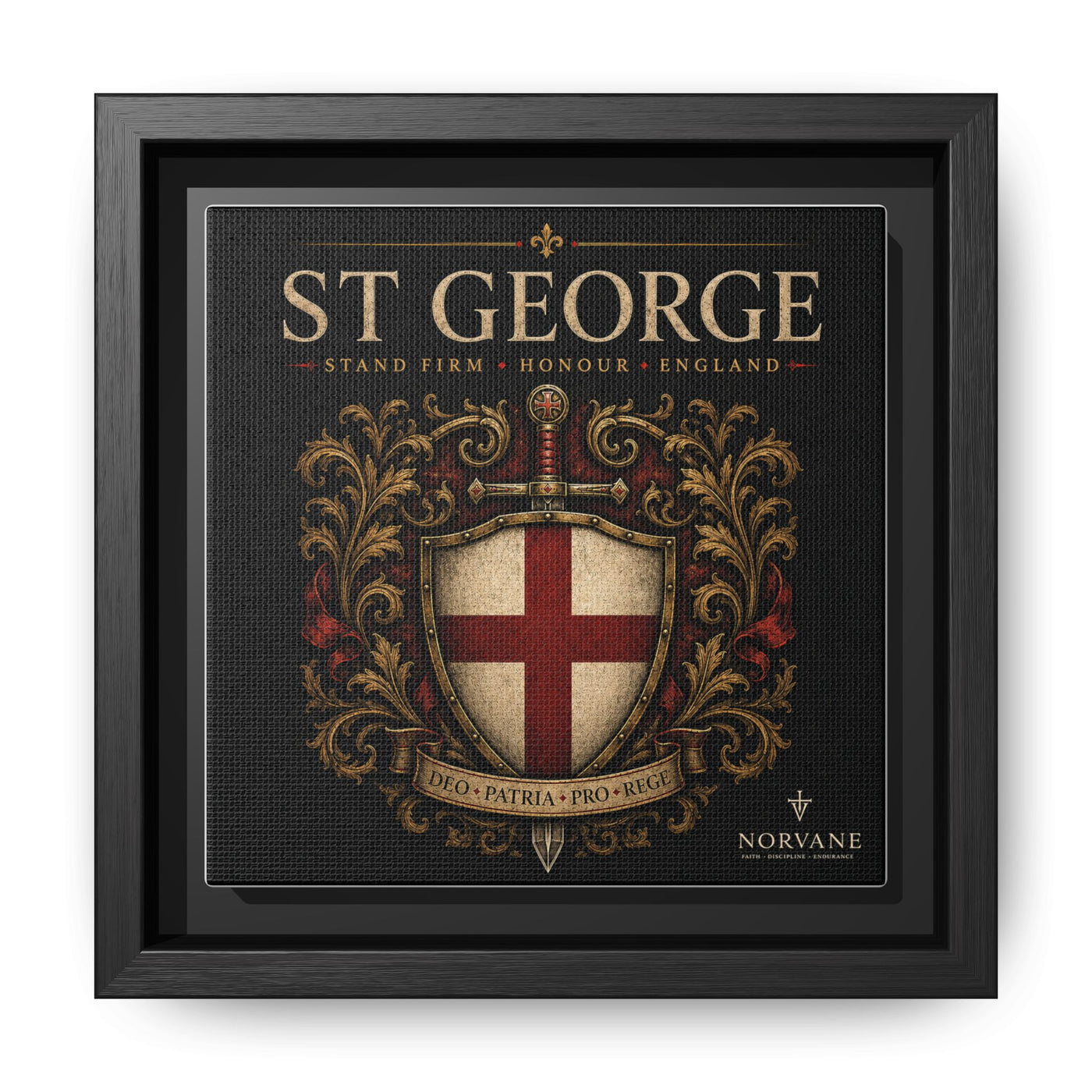 Norvane St George Shield Framed Canvas – England Crest Wall Art in Black – view 18
