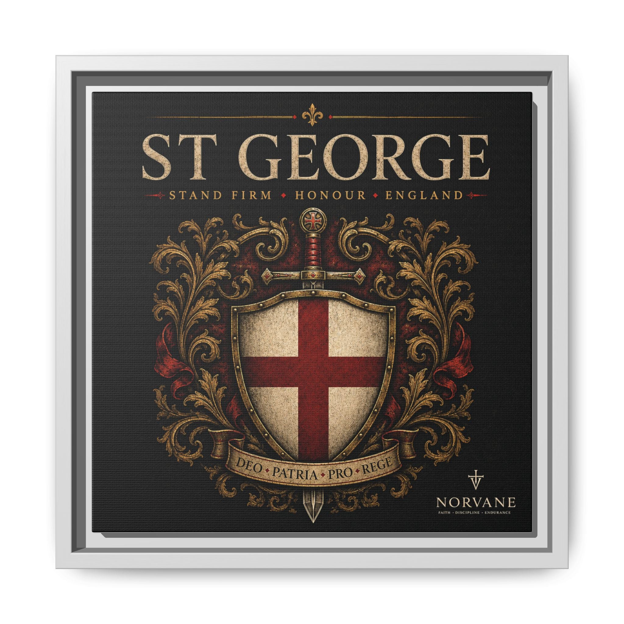 St George Shield Matte Canvas Framed Wall Art — England Crest Decor