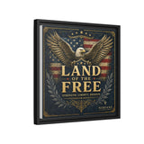 Framed Canvas - "Land of the Free" Patriotic Eagle Wall Art