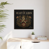 Heart of Albion Framed Canvas Wall Art — Vintage English Lion Crest