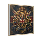 Britannia Lion Framed Canvas Wall Art — Union Jack Crest, 'Britannia • Unity • Pride'