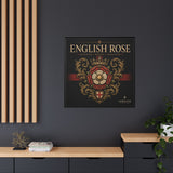 English Rose Matte Framed Canvas – Vintage Tudor Crest Wall Art