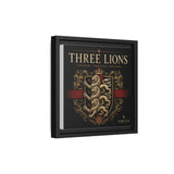 Three Lions Framed Canvas Wall Art — Heraldic England Crest Matte Print