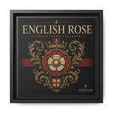 English Rose Matte Framed Canvas – Vintage Tudor Crest Wall Art