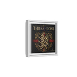 Three Lions Framed Canvas Wall Art — Heraldic England Crest Matte Print