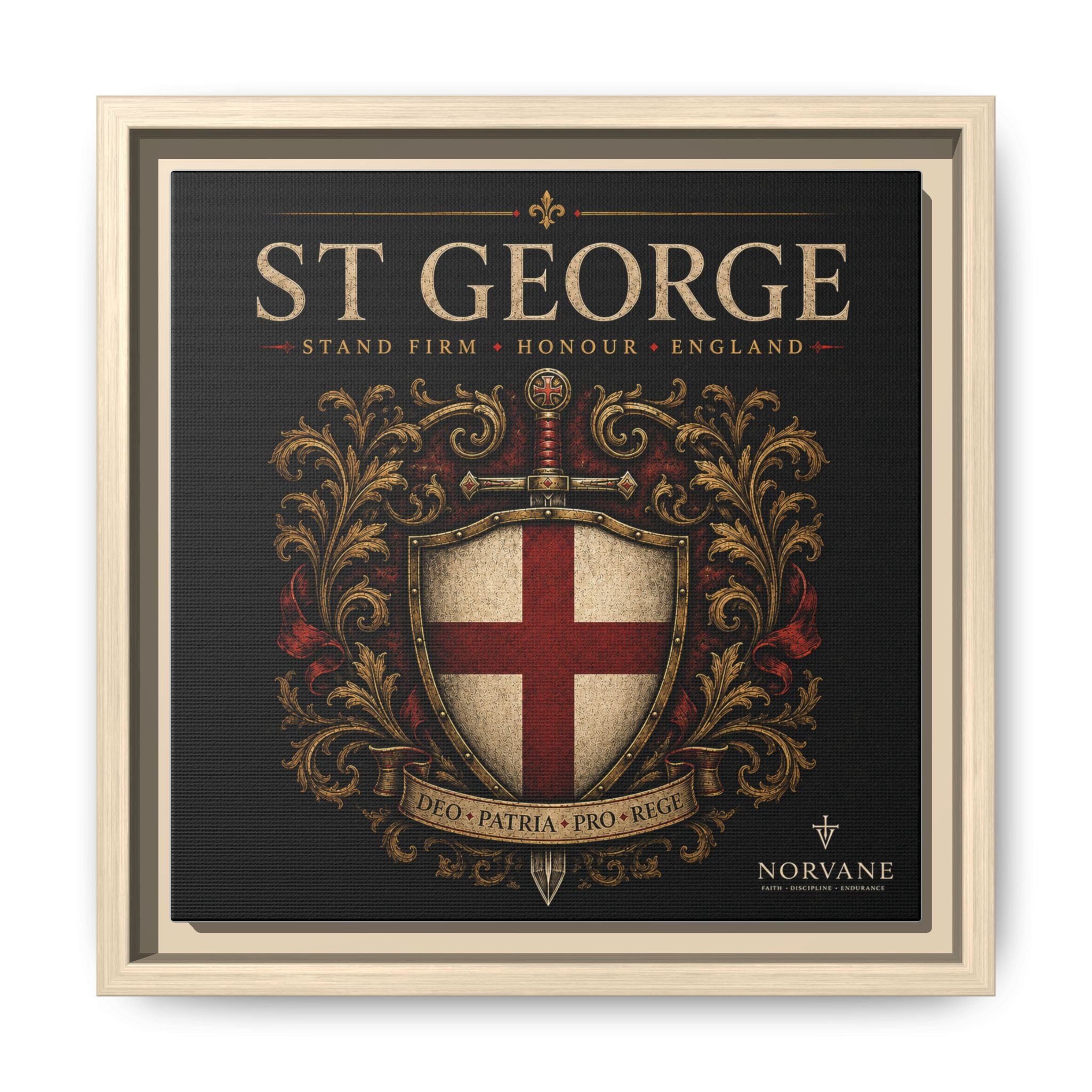 St George Shield Matte Canvas Framed Wall Art — England Crest Decor