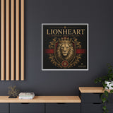 Lionheart Framed Canvas Print — Regal Crowned Lion Wall Art (Matte)
