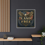 Framed Canvas - "Land of the Free" Patriotic Eagle Wall Art