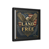 Framed Canvas - "Land of the Free" Patriotic Eagle Wall Art