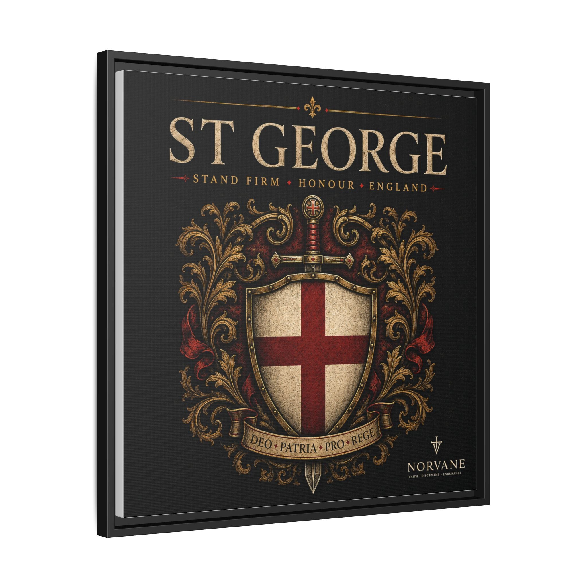 St George Shield Matte Canvas Framed Wall Art — England Crest Decor