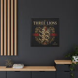 Three Lions Framed Canvas Wall Art — Heraldic England Crest Matte Print