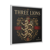 Three Lions Framed Canvas Wall Art — Heraldic England Crest Matte Print