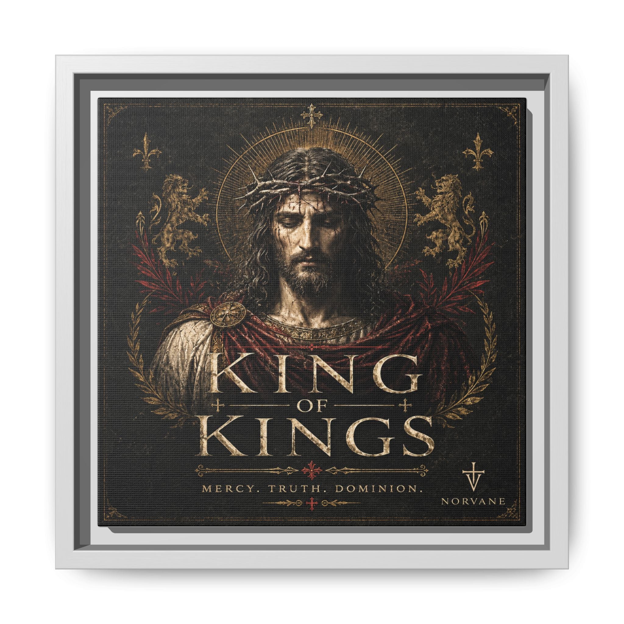 King of Kings Matte Canvas Print (Framed) — Religious Jesus Wall Art
