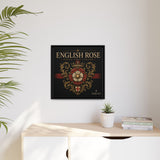 English Rose Matte Framed Canvas – Vintage Tudor Crest Wall Art