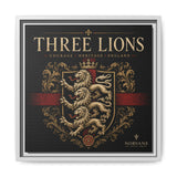 Three Lions Framed Canvas Wall Art — Heraldic England Crest Matte Print