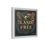 Framed Canvas - "Land of the Free" Patriotic Eagle Wall Art