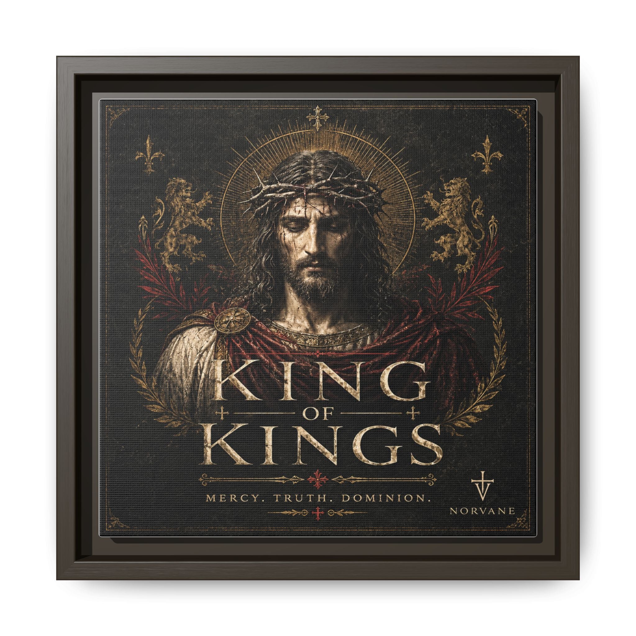 King of Kings Matte Canvas Print (Framed) — Religious Jesus Wall Art