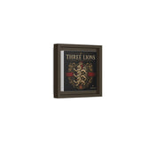 Three Lions Framed Canvas Wall Art — Heraldic England Crest Matte Print