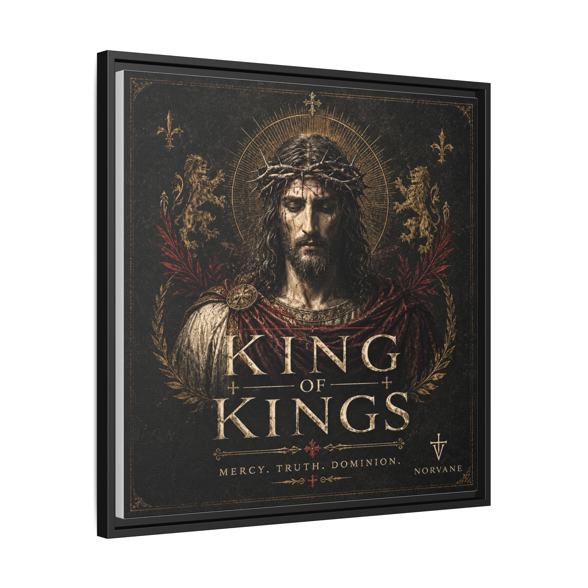 King of Kings Matte Canvas Print (Framed) — Religious Jesus Wall Art