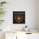 English Rose Matte Framed Canvas – Vintage Tudor Crest Wall Art