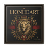Lionheart Framed Canvas Print — Regal Crowned Lion Wall Art (Matte)