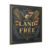 Framed Canvas - "Land of the Free" Patriotic Eagle Wall Art