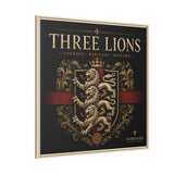Three Lions Framed Canvas Wall Art — Heraldic England Crest Matte Print