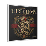 Three Lions Framed Canvas Wall Art — Heraldic England Crest Matte Print