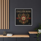 English Rose Matte Framed Canvas – Vintage Tudor Crest Wall Art
