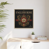 English Rose Matte Framed Canvas – Vintage Tudor Crest Wall Art
