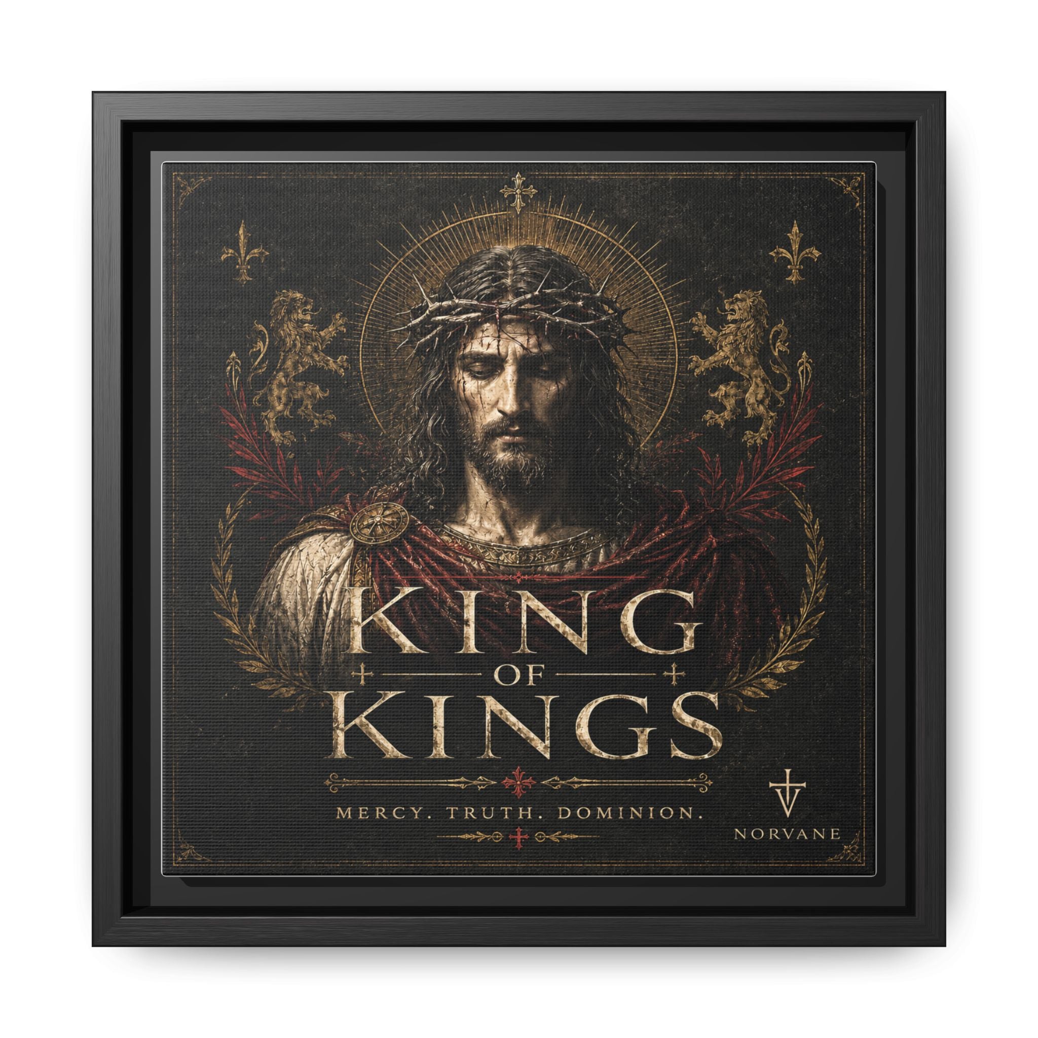 King of Kings Matte Canvas Print (Framed) — Religious Jesus Wall Art