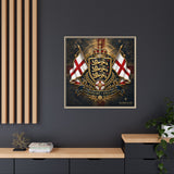Matte Canvas: Lionheart England Crest Wall Art — Framed Union Jack Shield Print