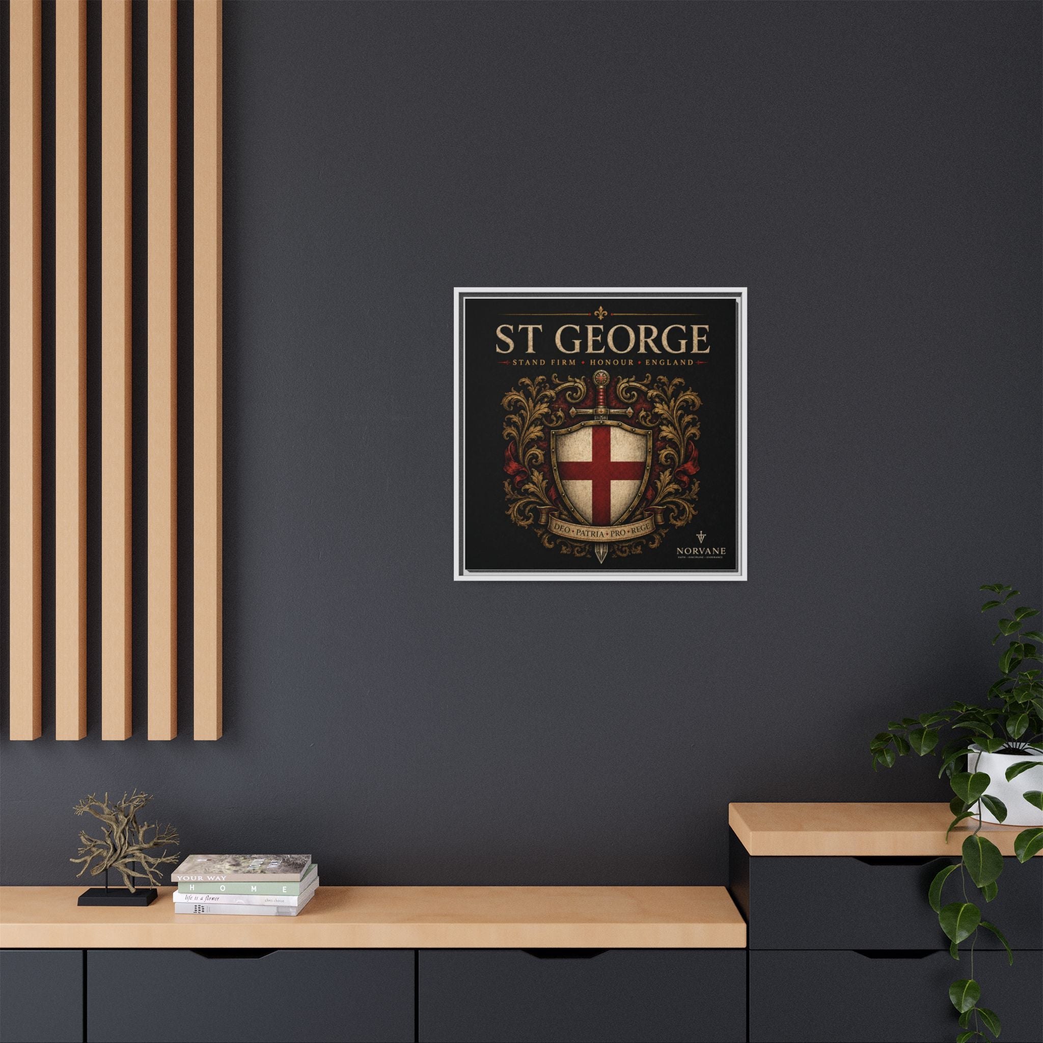 St George Shield Matte Canvas Framed Wall Art — England Crest Decor