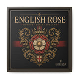 English Rose Matte Framed Canvas – Vintage Tudor Crest Wall Art