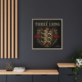 Three Lions Framed Canvas Wall Art — Heraldic England Crest Matte Print