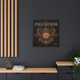 English Rose Matte Framed Canvas – Vintage Tudor Crest Wall Art