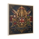 Britannia Lion Framed Canvas Wall Art — Union Jack Crest, 'Britannia • Unity • Pride'