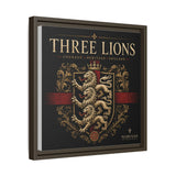 Three Lions Framed Canvas Wall Art — Heraldic England Crest Matte Print