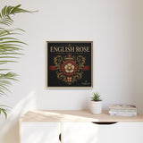 English Rose Matte Framed Canvas – Vintage Tudor Crest Wall Art