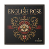 English Rose Matte Framed Canvas – Vintage Tudor Crest Wall Art