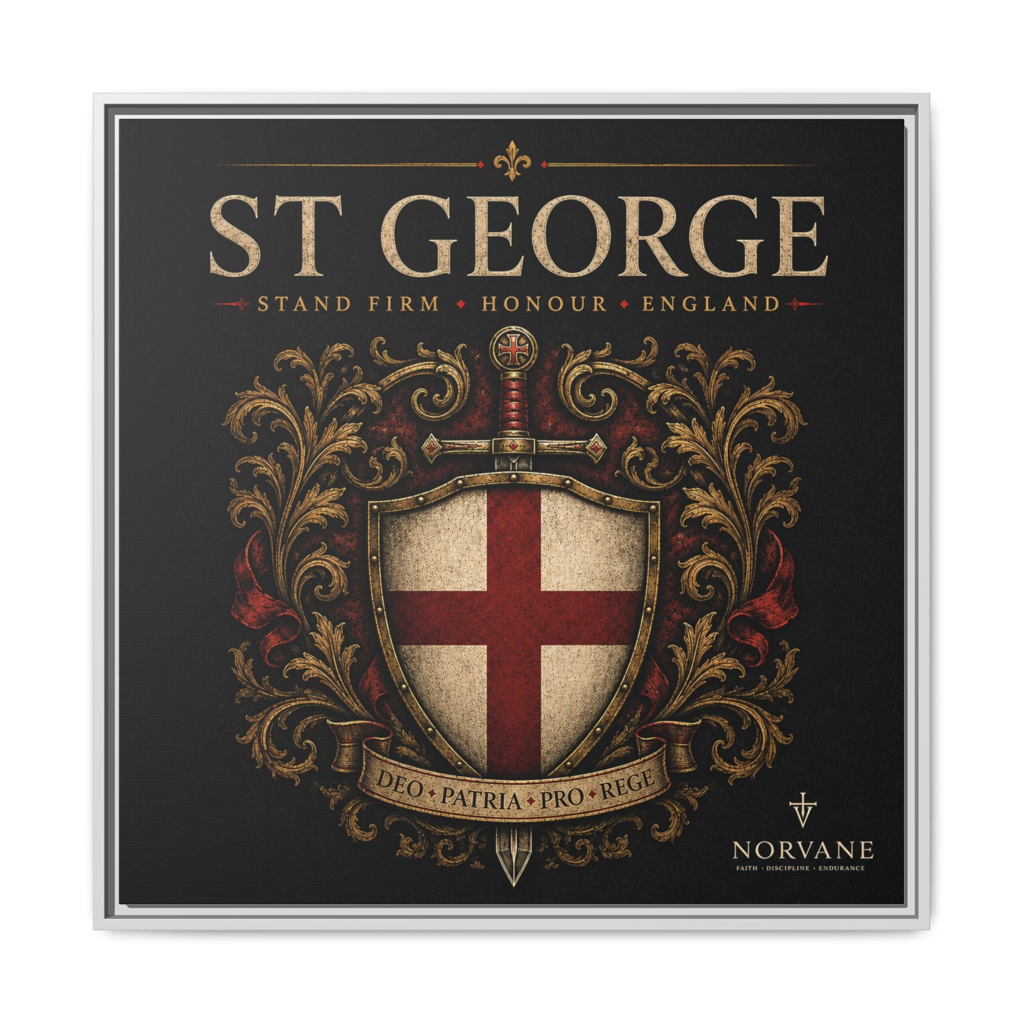 St George Shield Matte Canvas Framed Wall Art — England Crest Decor