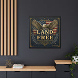 Framed Canvas - "Land of the Free" Patriotic Eagle Wall Art