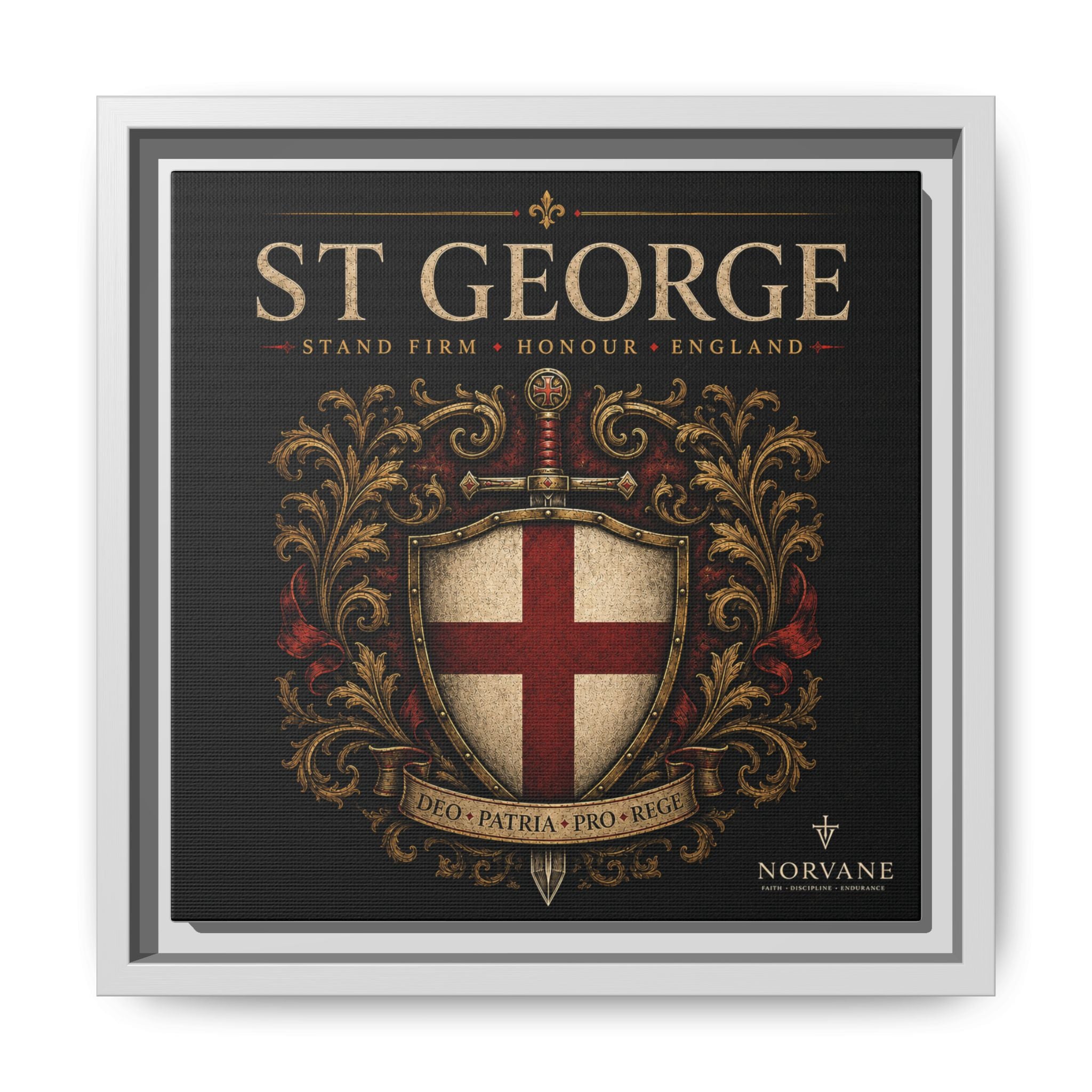 St George Shield Matte Canvas Framed Wall Art — England Crest Decor