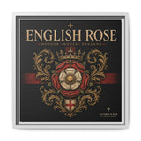 English Rose Matte Framed Canvas – Vintage Tudor Crest Wall Art
