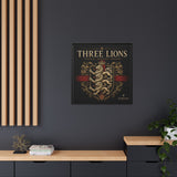 Three Lions Framed Canvas Wall Art — Heraldic England Crest Matte Print