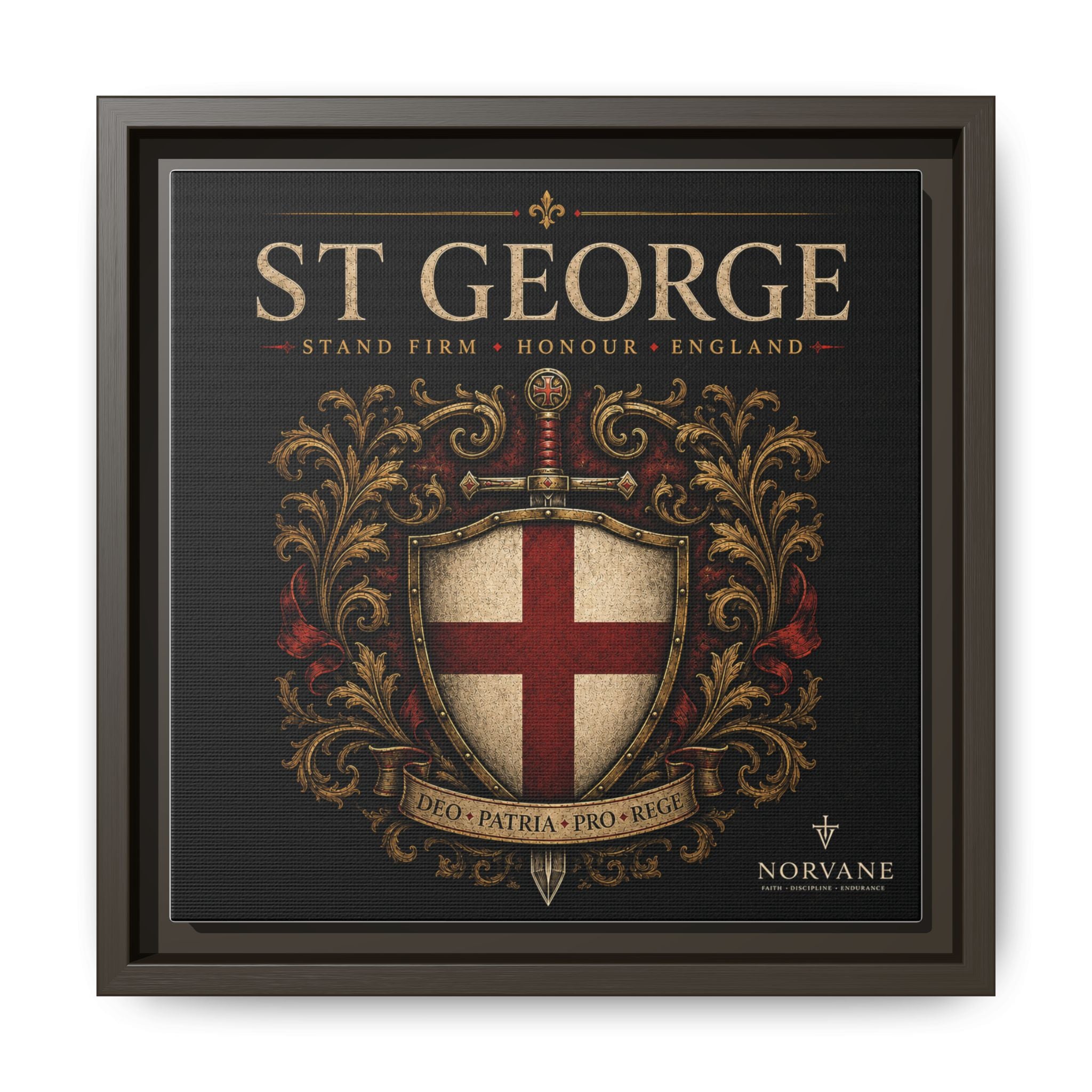 St George Shield Matte Canvas Framed Wall Art — England Crest Decor