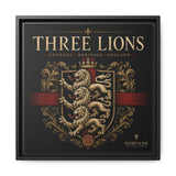 Three Lions Framed Canvas Wall Art — Heraldic England Crest Matte Print